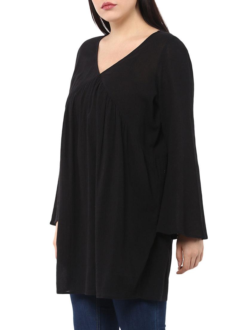 solid black cotton casual top - 14334511 - Zoom Image - 2