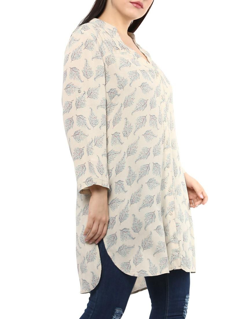 beige printed viscose tunic - 14334515 - Zoom Image - 2