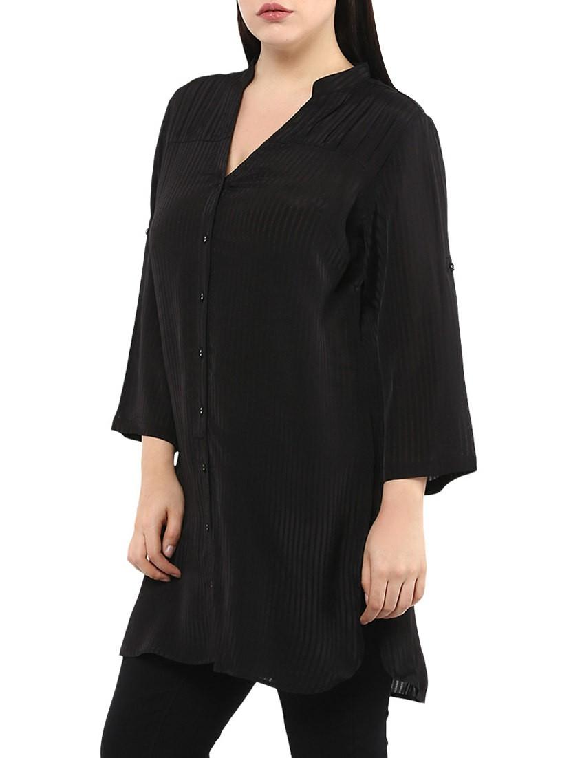 solid black viscose casual tunic - 14334516 - Zoom Image - 2