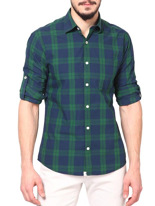 green cotton casual shirt - 14335157 - Standard Image - 1