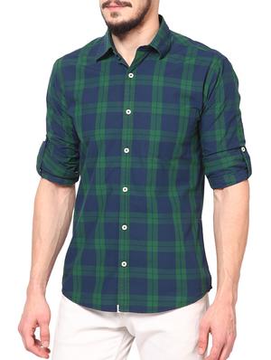 green cotton casual shirt - 14335157 - Standard Image - 2
