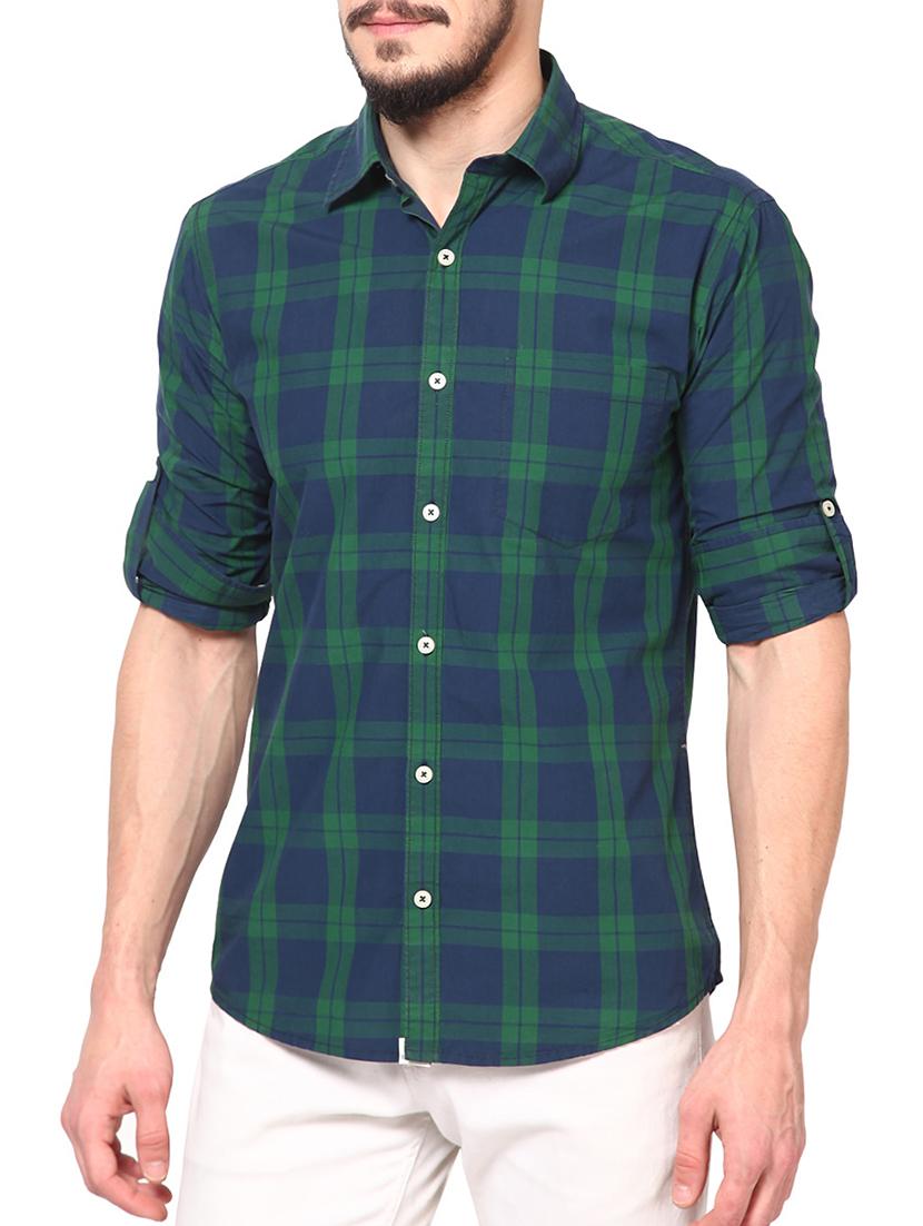 green cotton casual shirt - 14335157 - Zoom Image - 2