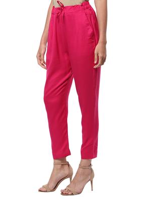 pink rayon flat front trousers pant - 14343733 - Standard Image - 2