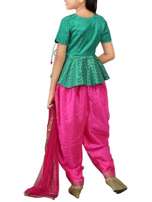 KAANCHIE NANGGIA block printed dhoti pant & peplum top suit set - 14344181 - Standard Image - 2