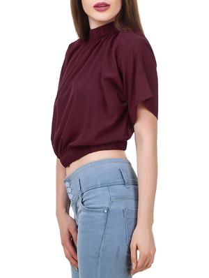 solid maroon crop top - 14346915 - Standard Image - 2