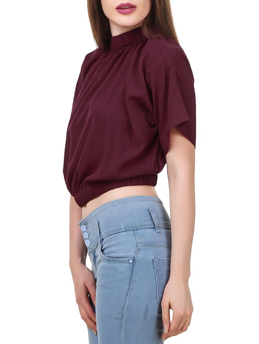 solid maroon crop top - 14346915 - Zoom Image - 2