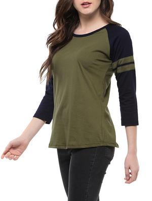 green cotton casual tee - 14347242 - Standard Image - 2