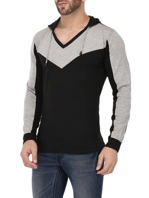 black cotton color block t-shirt - 14350156 - Standard Image - 2
