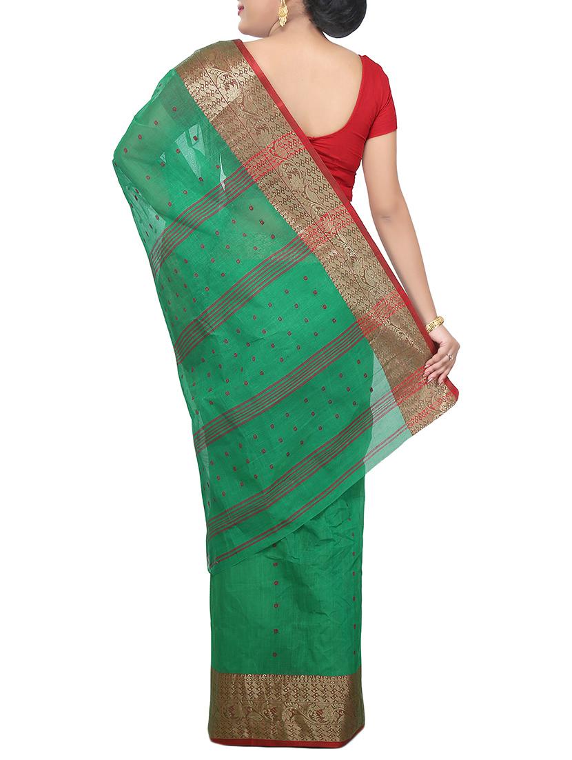 Zari hand woven tant saree - 14351402 - Zoom Image - 2