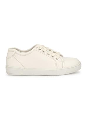 white leatherette lace up sneaker - 14351455 - Standard Image - 2