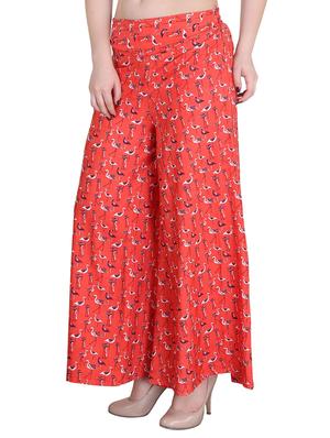 orange printed crepe palazzo - 14351828 - Standard Image - 2