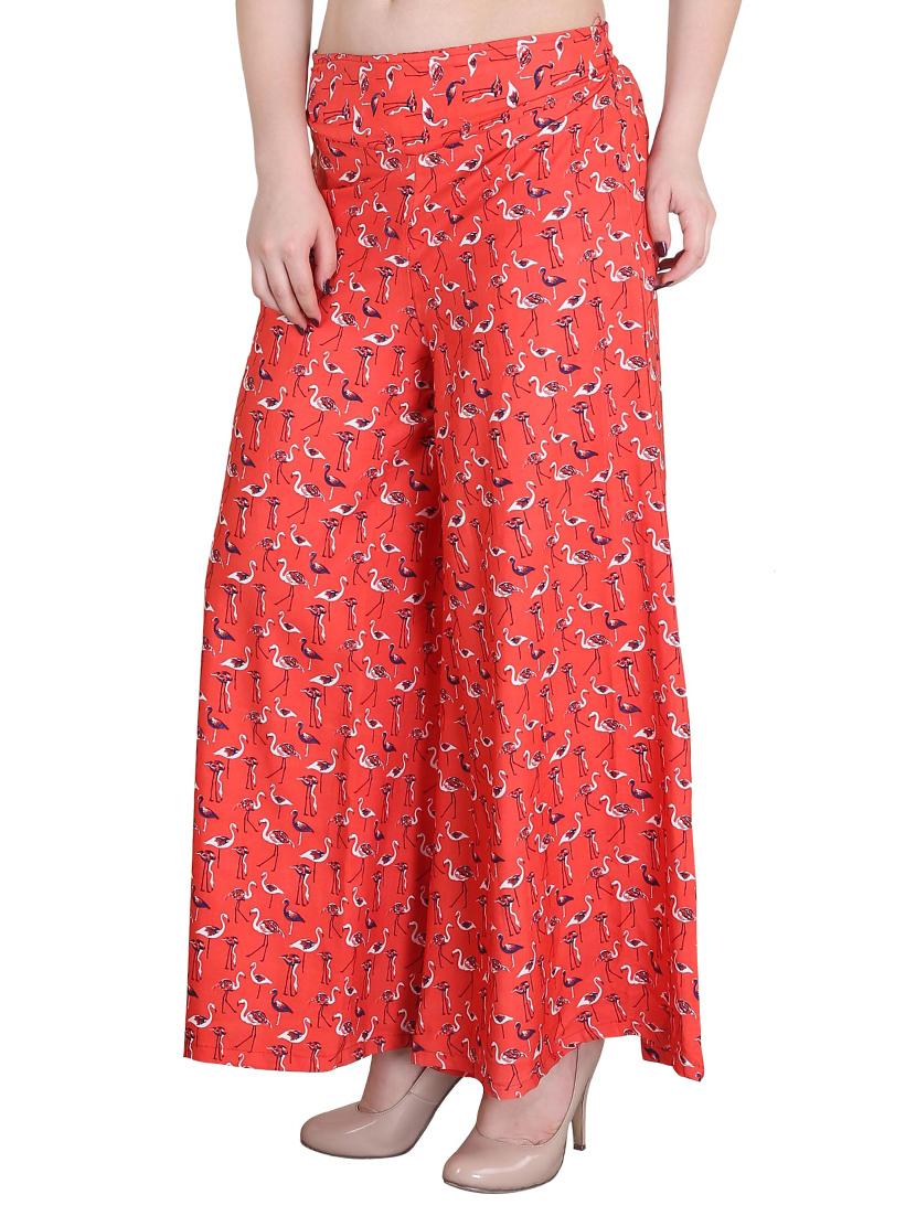 orange printed crepe palazzo - 14351828 - Zoom Image - 2