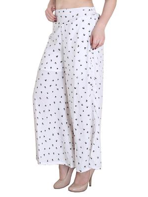 white printed crepe palazzo - 14351833 - Standard Image - 2