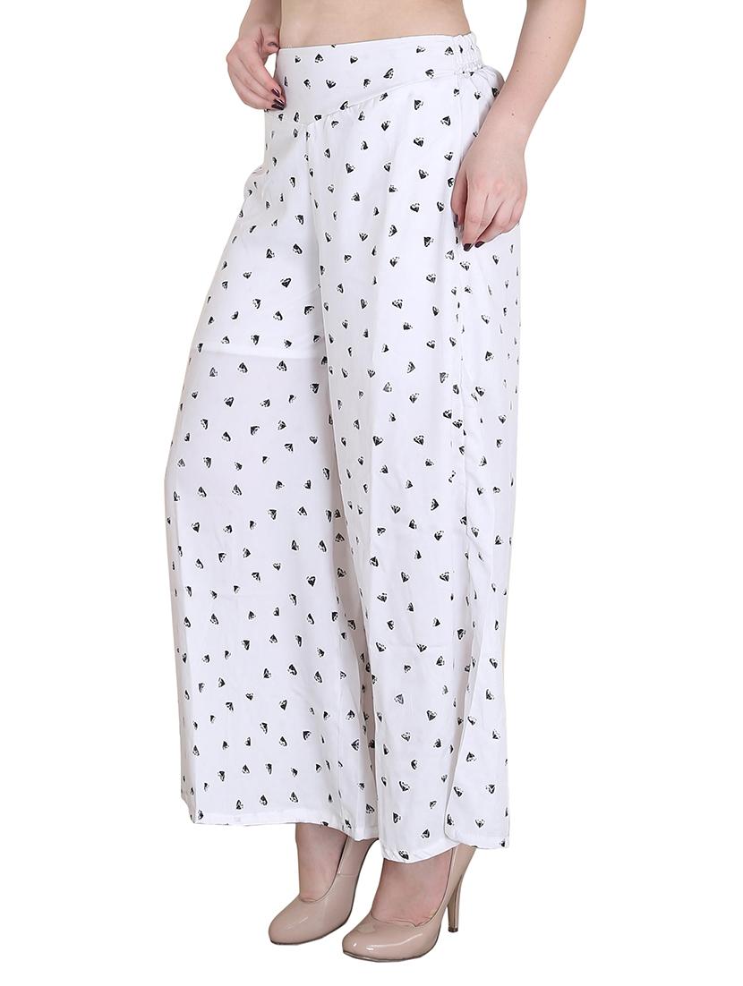 white printed crepe palazzo - 14351833 - Zoom Image - 2