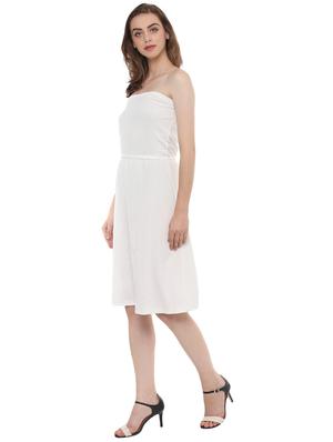 white viscose off shoulder dress - 14353561 - Standard Image - 2