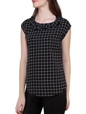 cap sleeved checkered top - 14356475 - Standard Image - 2