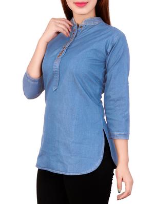 Denim straight kurti - 14358823 - Standard Image - 2