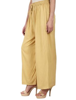 solid beige rayon palazzo - 14360450 - Standard Image - 2