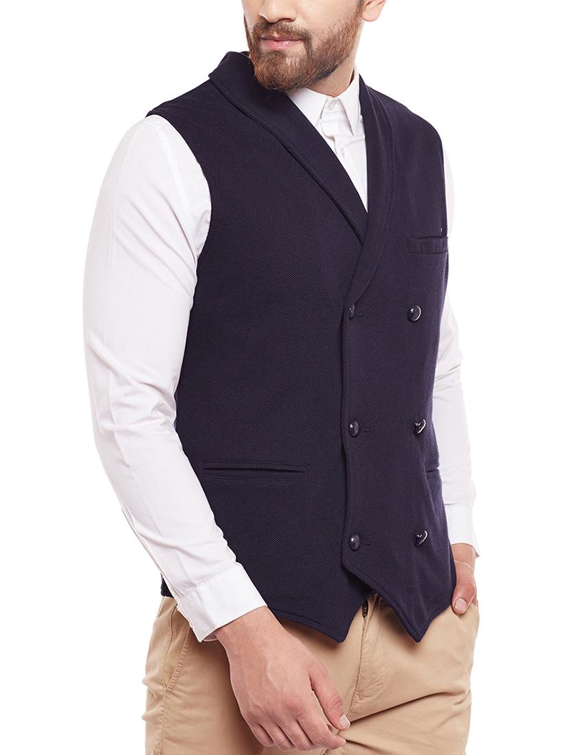 blue cotton waist coat - 14361018 - Zoom Image - 2