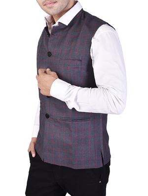 grey cotton nehru jacket - 14361371 - Standard Image - 2