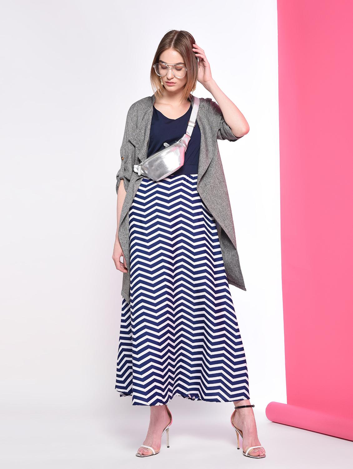 chevron printed nautical maxi dress - 14363174 - Zoom Image - 2