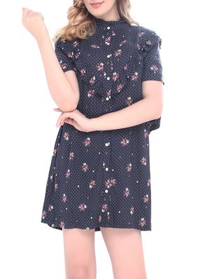 blue rayon ruffle dress - 14364934 - Standard Image - 2