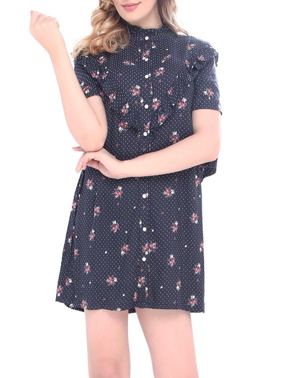 blue rayon ruffle dress - 14364934 - Zoom Image - 2