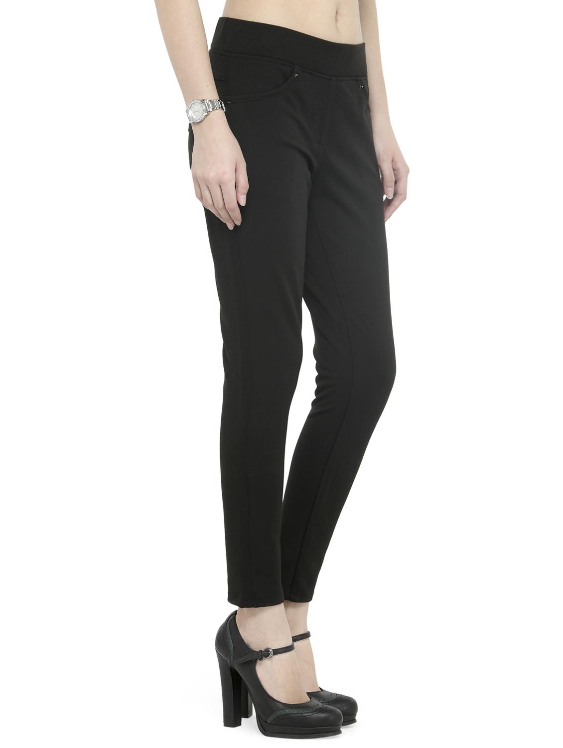 solid black cotton lycra jeggings - 14366628 - Zoom Image - 2