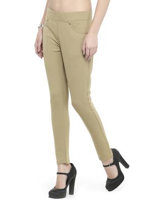 beige cotton lycra jeggings - 14366630 - Standard Image - 2