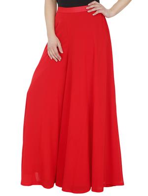 solid red georgette palazzo - 14368884 - Standard Image - 2