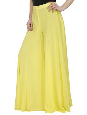 solid yellow georgette palazzo - 14368886 - Standard Image - 2