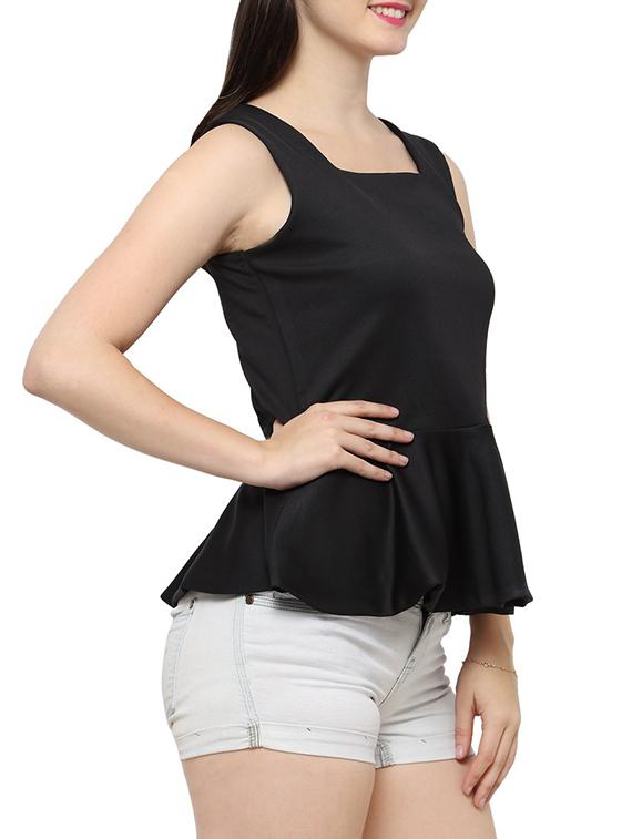 black scuba peplum top - 14372604 - Zoom Image - 2