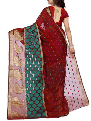 maroon cotton silk woven saree with blouse - 14373967 - Standard Image - 2