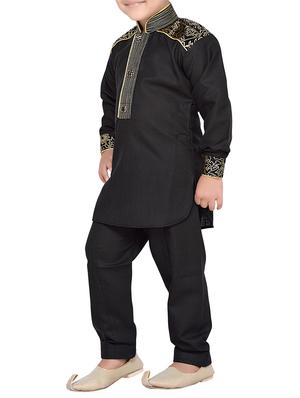 black cotton kurta pyjama set - 14375243 - Standard Image - 2