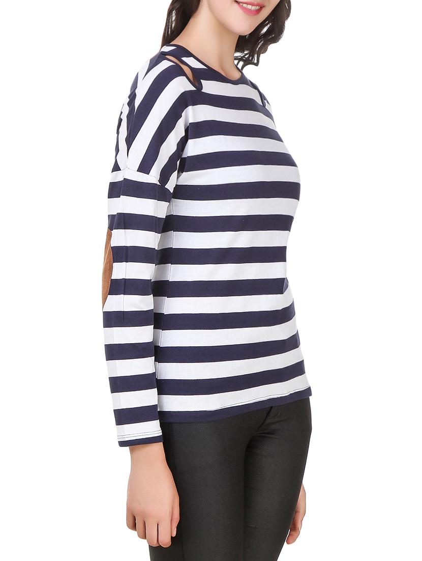 elbow patch striped top - 14379411 - Zoom Image - 2