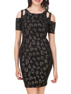 lace up back cold shoulder bodycon dress - 14379632 - Standard Image - 2