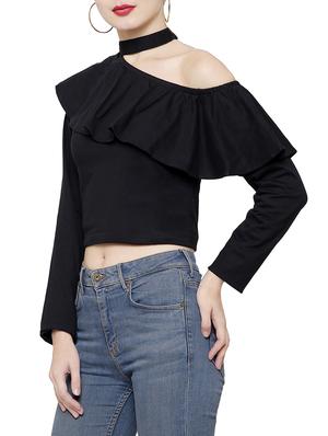 choker neck ruffled crop top - 14380679 - Standard Image - 2
