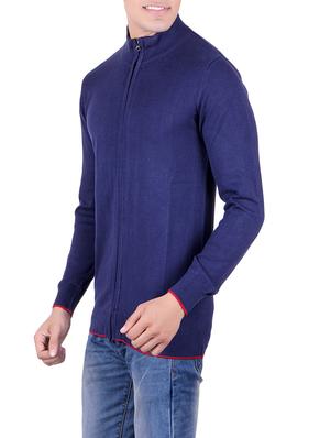 navy blue cotton casual jacket - 14381038 - Standard Image - 2