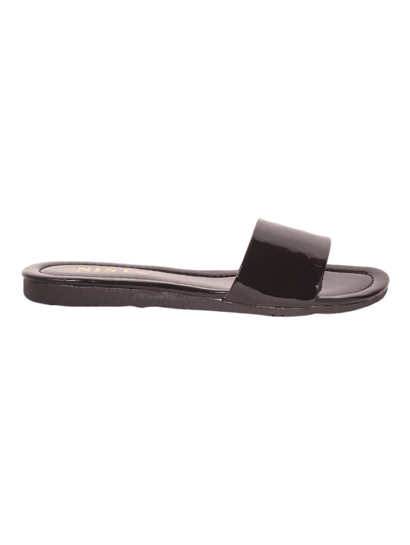 black faux leather slides - 14390813 - Zoom Image - 2