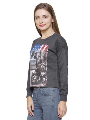 grey printed cotton sweatshirt - 14393326 - Standard Image - 2