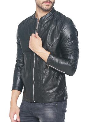 black leather biker jacket - 14394971 - Standard Image - 2