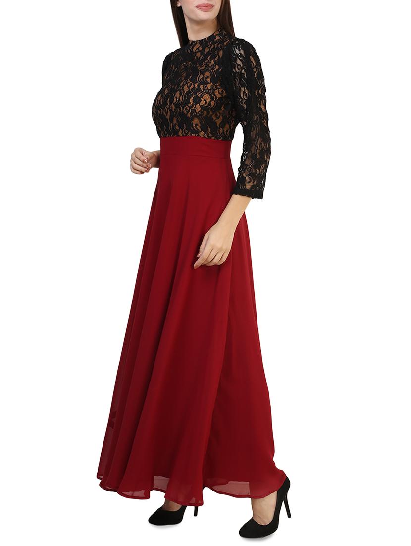 maroon polyester maxi dress - 14394992 - Zoom Image - 2