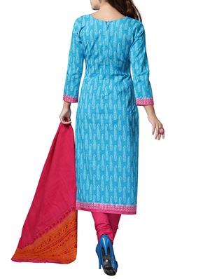 blue cotton printed dress material - 14395911 - Standard Image - 2