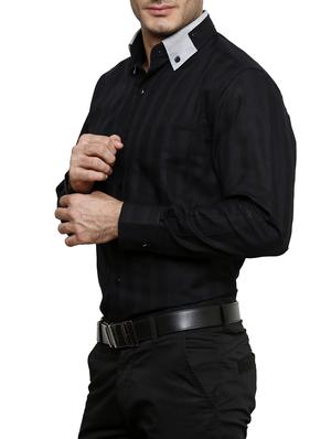 black cotton formal shirt - 14397240 - Standard Image - 2