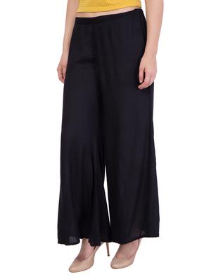 black rayon casual palazzo - 14398732 - Standard Image - 2