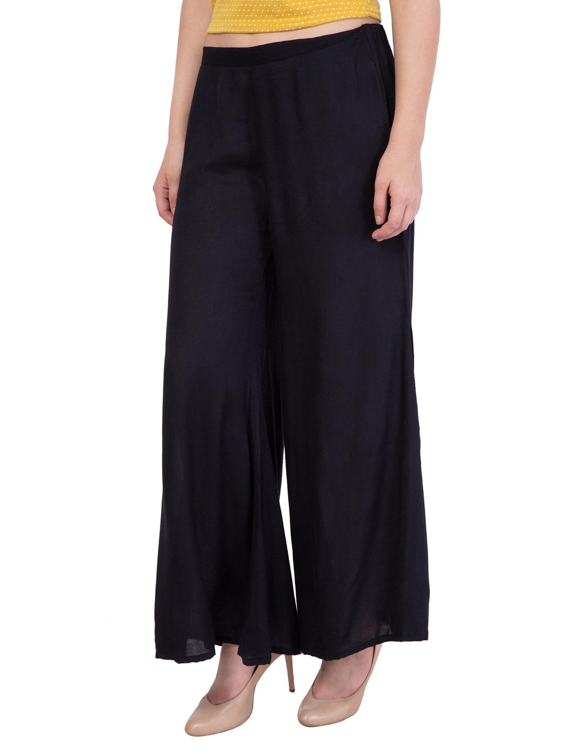 black rayon casual palazzo - 14398732 - Zoom Image - 2