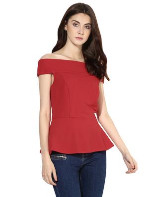 solid red peplum top - 14402291 - Standard Image - 2