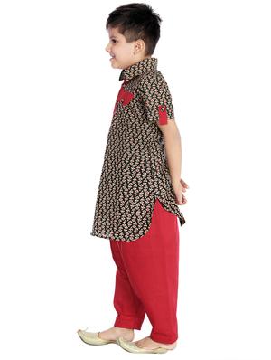 black colored cotton kurta sets kurtas & kurta set - 14403230 - Standard Image - 2
