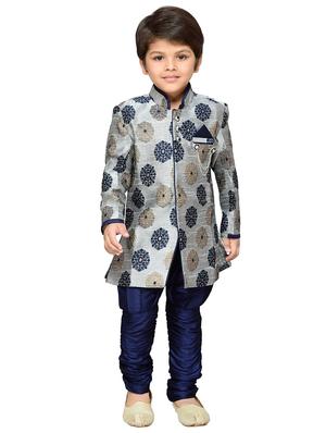 grey silk blend kurta sets - 14405608 - Standard Image - 2