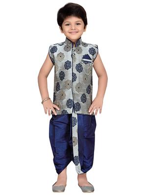 grey silk blend kurta sets - 14405614 - Standard Image - 2